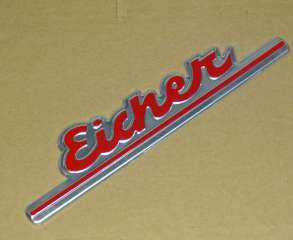 Eicher Schild Schriftzug rot/silber