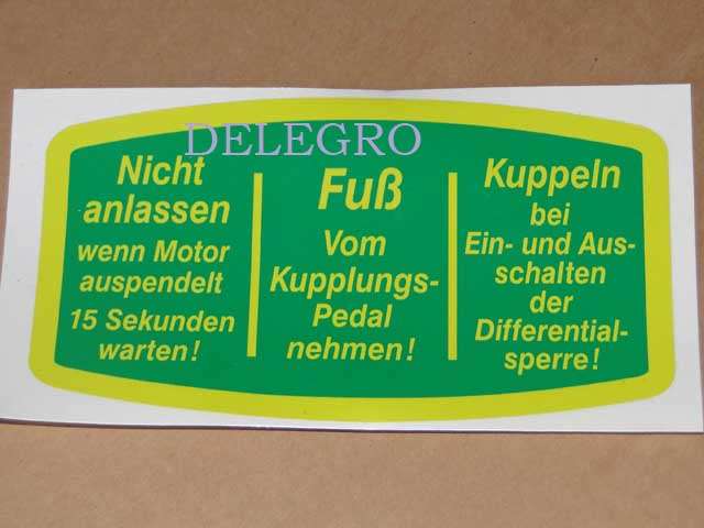 Aufkleber Deutz Fuß vom kupplung... gelb/grün