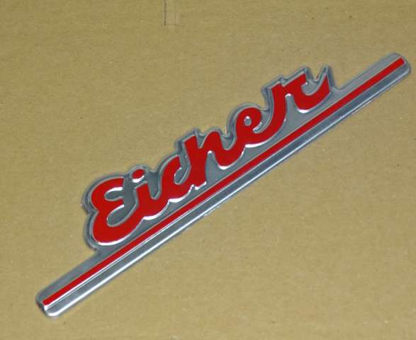 Eicher Schild Schriftzug rot/silber